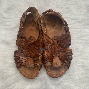 Bed Stu Woven Leather Studded Slingback Distressed Sandals